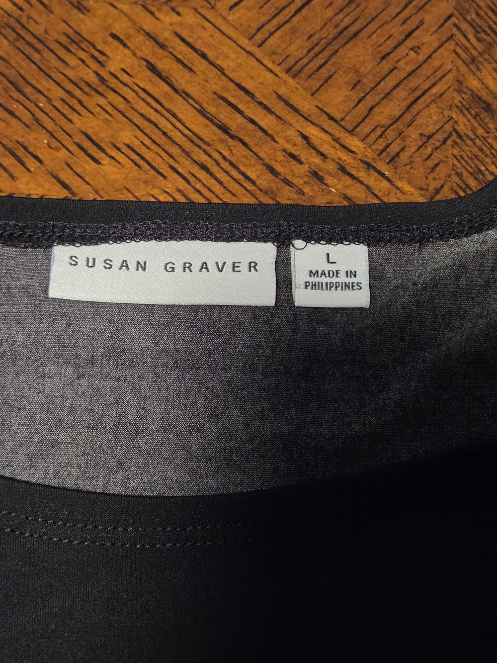 Susan Graver Liquid Knit Tunic L Black Pink Ombre Abstract Long Sleeve Blouse - Picture 4 of 7